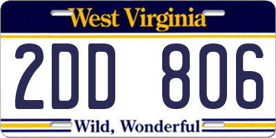 WV license plate 2DD806
