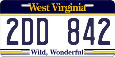 WV license plate 2DD842