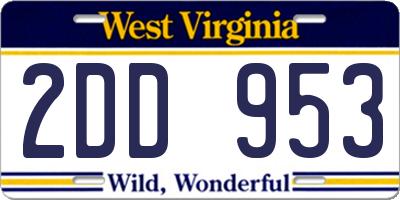 WV license plate 2DD953