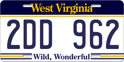 WV license plate 2DD962