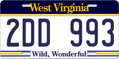 WV license plate 2DD993