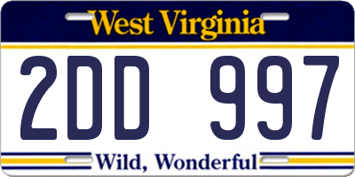 WV license plate 2DD997