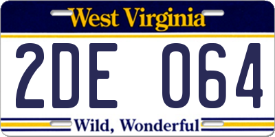 WV license plate 2DE064