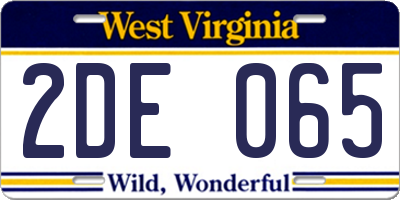 WV license plate 2DE065