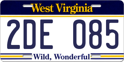 WV license plate 2DE085