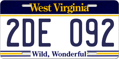 WV license plate 2DE092