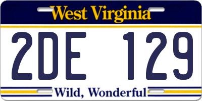 WV license plate 2DE129