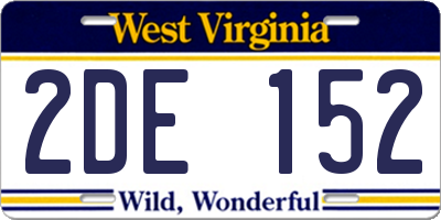 WV license plate 2DE152