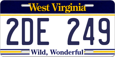 WV license plate 2DE249