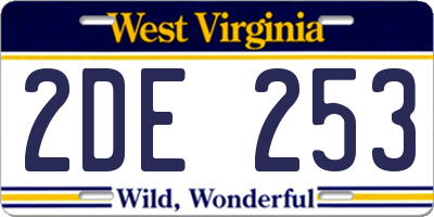 WV license plate 2DE253