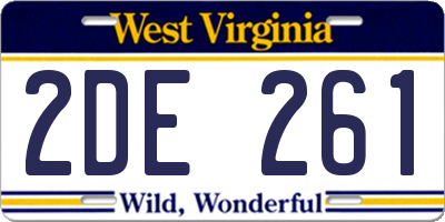 WV license plate 2DE261