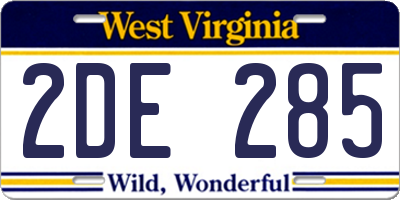 WV license plate 2DE285