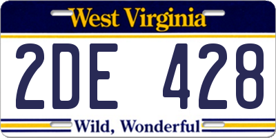 WV license plate 2DE428