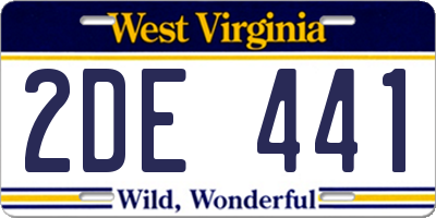 WV license plate 2DE441
