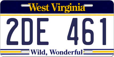 WV license plate 2DE461