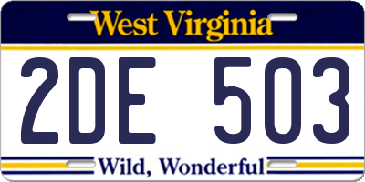 WV license plate 2DE503