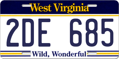 WV license plate 2DE685
