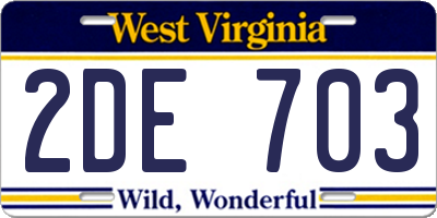 WV license plate 2DE703