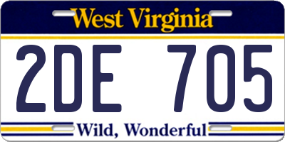 WV license plate 2DE705
