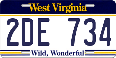 WV license plate 2DE734