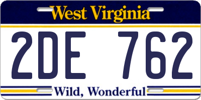 WV license plate 2DE762