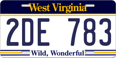 WV license plate 2DE783