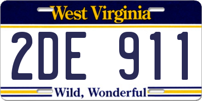 WV license plate 2DE911