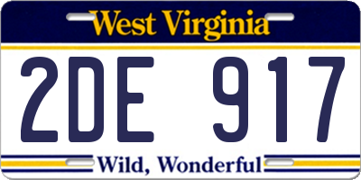 WV license plate 2DE917