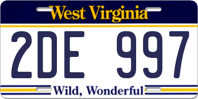 WV license plate 2DE997