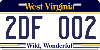 WV license plate 2DF002