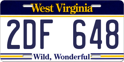 WV license plate 2DF648