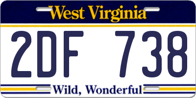 WV license plate 2DF738