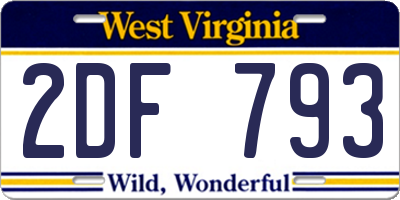 WV license plate 2DF793