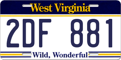 WV license plate 2DF881