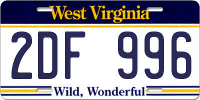 WV license plate 2DF996