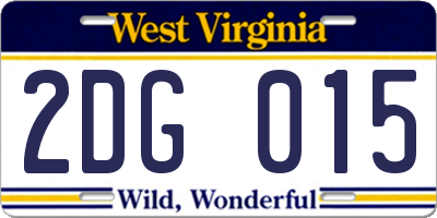 WV license plate 2DG015