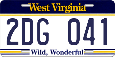 WV license plate 2DG041