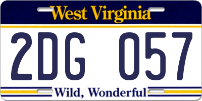 WV license plate 2DG057