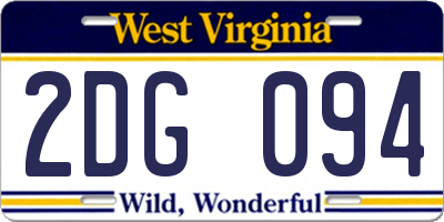 WV license plate 2DG094