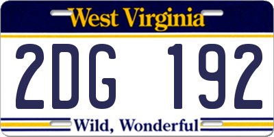 WV license plate 2DG192
