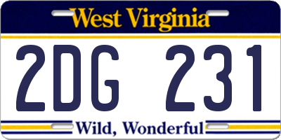 WV license plate 2DG231