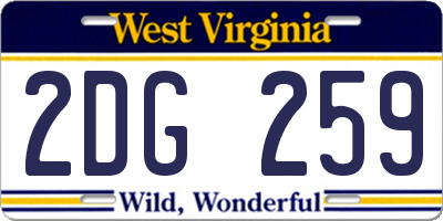 WV license plate 2DG259