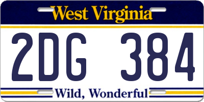 WV license plate 2DG384