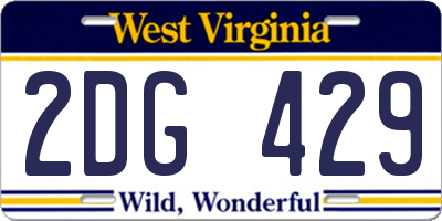 WV license plate 2DG429