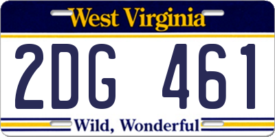 WV license plate 2DG461