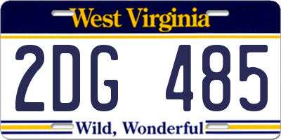 WV license plate 2DG485