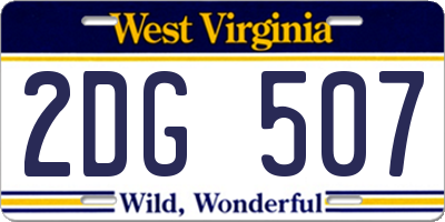 WV license plate 2DG507
