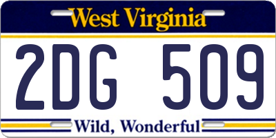 WV license plate 2DG509