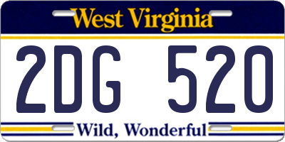 WV license plate 2DG520