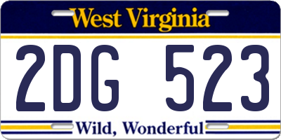 WV license plate 2DG523